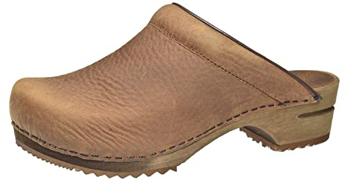 Sanita Clogs Damen Holz Pantolette Wood-Chrissy Open Leder 1200009W braun, Schuhgröße:41 EU