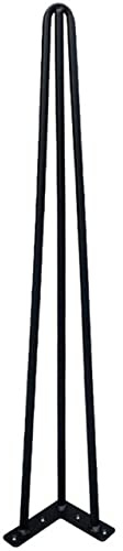 DICN 4 x Table Hairpin Legs 87cm 3 Rod / 10mm, Black - Heavy Duty Industrial Furniture Table Leg with Floor Protector Feet 3 Rod Solid Iron Coffee Table Leg for DIY Home Office Desk