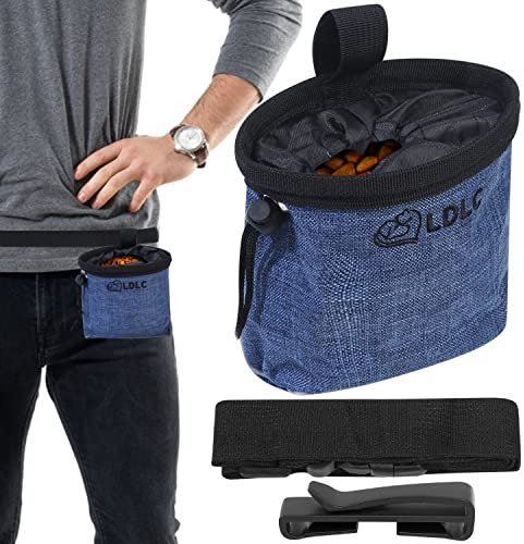 通用 Hund Treat Tasche, Snack Bag Hund Abwaschbar, Haustier Outdoor Snack Tasche, Hunde Zubehör Leckerli Tasche Taschen mit Verstellbarem Bund, Leckerlibeutel Futterbeutel für Hunde (Blau LAN)