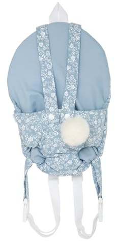 ARIAS - Portabebé Azul para Muñecos de 40-45 cm, Estampado de Florecillas Blancas y Pompón Blanco para Bebé Reborn, Accesorio para Muñecas, Juguete para Niños y Niñas +3 años (ARI06321)