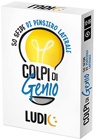 Ludic - Colpi di Genio - 50 Sfide di Pensiero Laterale | Un Gioco di Società per Tutta la Famiglia, Giochi da Tavolo Divertenti per Ragazzi e Adulti, Giochi di Carte, Sfide e Quiz Intelligenti