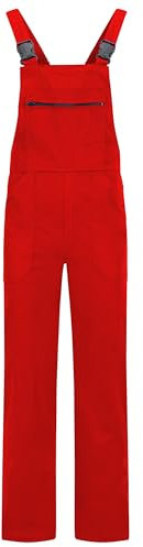 BWOLF ANAX Pantalones con Peto de Trabajo para Hombre con 5 Bolsillos y Rayas Reflectantes Rojo XXL