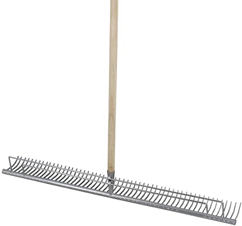 Rekord - XXL Rasenrechen 100 cm mit Holzstiel - Stahlrechen & Laubrechen | Gartenharke mit 140 cm Stiel - 1,5 cm Zinkenabstand - Ideal zum Planieren sowie für Moos, Grasschnitt & Laub