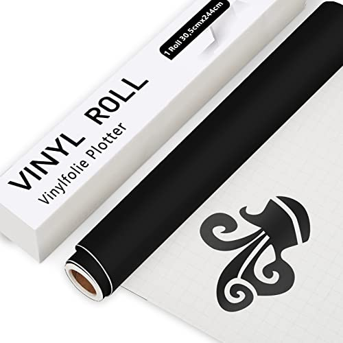 IModeur Vinylfolie Plotter Schwarz - 30.5cm x 244 cm Matt Schwarz Plotterfolie Vinyl für Silhouette Cameo, die meisten Schneidemaschine