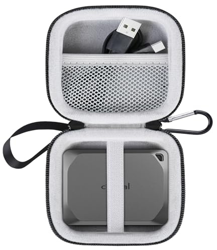 Lacdo Funda Disco Duro Externo para Crucial X6 / WD Elements SE Portable SSD 1TB 2TB 4TB USB 3.2 Bolsa de Viaje Protectora Transporte Antigolpes Estuche, Negro+Gris