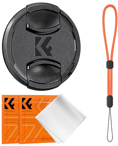 K&F Concept 67MM Lens Cap Snap-on Front Camera Lens Cover + Elastic Lens Cap Keeper + 2 Cleaning Cloth compatible with Canon Sony