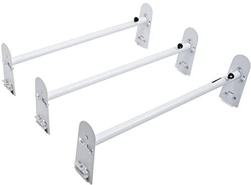 VEVOR Van Roof Ladder Rack, 3 Bars Alloy Steel Roof Racks, 750 LBS Capacity Rain-Gutter Roof Rack, Adjustable Length 40.2 to 74.8, Van Ladder Rack Compatible with Chevrolet Express, GMC Savana, etc