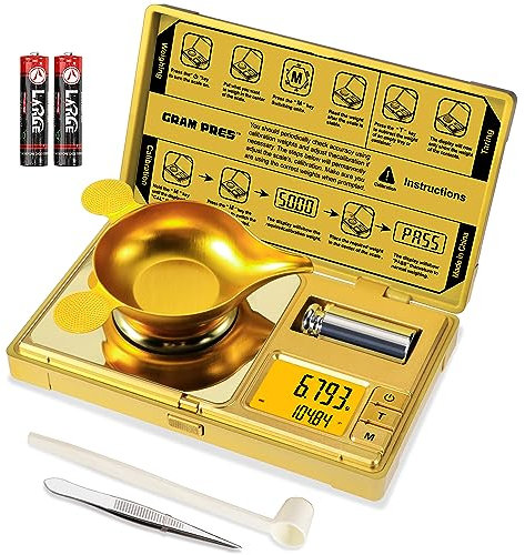 GRAM PRES Milligrammwaage, hohe Präzision, 50 g/0,001 g, Mini-Digitalwaage, Taschenwaage, MG-Waage, Pulver-, Schmuck-, Medizin- und Edelsteiniwiegender