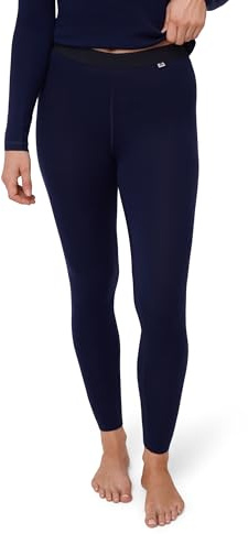 DANISH ENDURANCE Leggings de Lana Merino para Mujer, Ropa Interior Térmica Premium, Azul Marino Oscuro, L