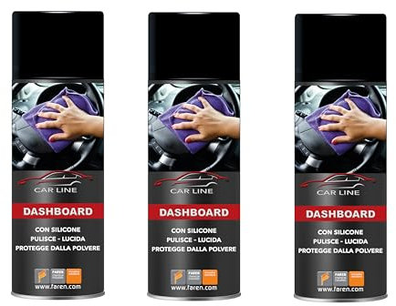 Faren DASHBOARD,Car Line, Pulitore al Silicone per Cruscotti, Lucida e Protegge dalla Polvere, Antistatico Spray,400ml (3)