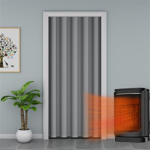 SK Studio Türvorhang Blickdicht Thermo Gardinen Vorhang mit Ösen Winter Kälteschut Wärmehaltung Vorhang Tür Raumteiler für Schlafzimmer Grau, 200x180cm