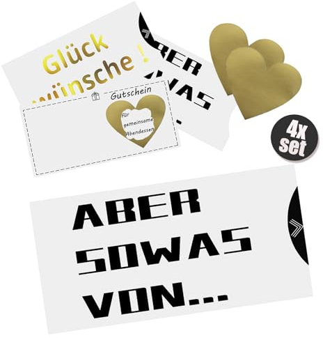 Jingzhan Geburtstagskarte, Gutschein Geburtstag, 4 Set Glückwunschkarten, Rubbelkarten zum Selber Beschriften, Karte mit Umschlag, Goldprägung, Rubbelaufkleber, Gutscheinkarten zum selbstausfüllen