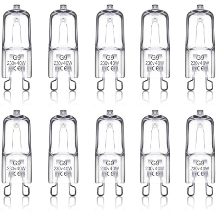 G9 Halogen LED Bulbs Cool White 40w 230v Wax Burner Bulbs Dimmable Warm White G9 Light Bulbs for Table Lamps Cabinet Light Oven 600lm 2700k Replacement Capsule Ceiling Lights (10 Pack)