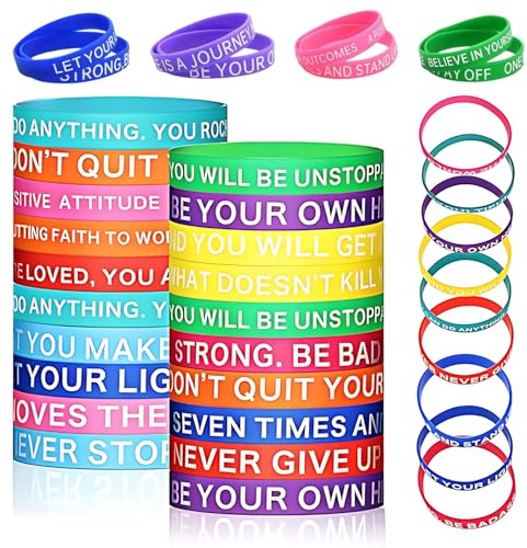 NAMIC 20 st färgglada silikonarmband, motiverande gummiarmband, inspirerande silikonarmband, gåvor till vänner, studenter, kollegor, pojkar och barn, silikon