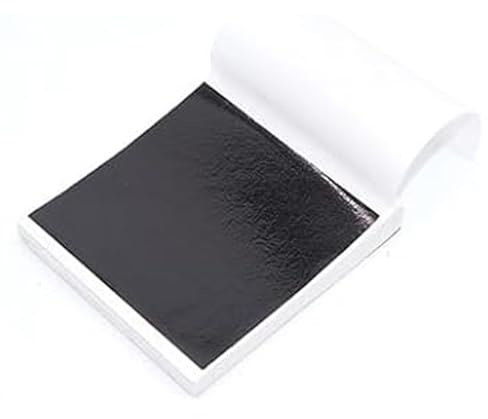 JOAAZAR 100 Stück Bunte Blattgold,Blattgold Essbar,Mehrfarbige Goldfolie Imitation Gold Metallfolie für leinwand zum bemalen Nageldeko Möbel,Backen,Torten Dekorfolie (Schwarz)