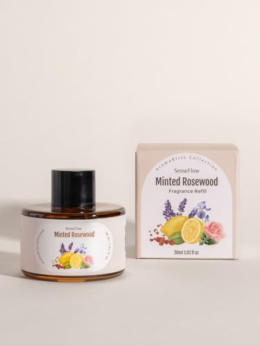 SenseFlow Oli Essenziali per Diffusori 30ml, 100% Puri Non Diluiti, Terapeutico per Diffusore Aromaterapico in Camera, Allevia Lo Stress, Migliora La Qualità Del Sonno - Menta e Palissandro