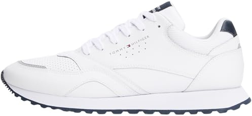 Tommy Hilfiger Herren Runner Sneaker New Eva aus Leder, Weiß (White), 42