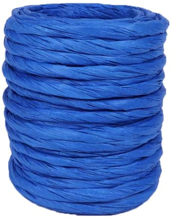 ALLWSLucky 12M Cinta de Papel Rafia, 4 mm Cuerda de Papel Natural, Cuerda Rafia Natural Para Envoltura De Regalos, Artesanía de Bricolaje, Decoración, Floristería (Azul real, 1 pcs)