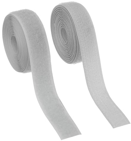 YELARXI Ruban auto-agrippant en nylon à coudre de 1,9 cm de large avec dos non adhésif - 1,8 m de large - Pour vêtements, loisirs créatifs, couture, projet de bricolage - Gris clair