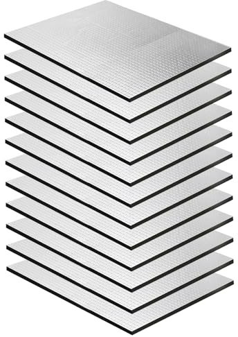 Lot de 12 tapis d'insonorisation auto-adhésifs souvent utilisés pour l'isolation acoustique de voiture, ignifuge, imperméable, 250 x 180 x 5 mm