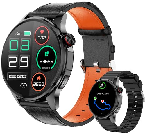 Lyaarka Smart Watch per uomo/donna, smartwatch da 1,44 pollici, fitness tracker con GPS (chiamate/risposta), intelligenza artificiale integrata, testo, bussola, barometro, frequenza cardiaca