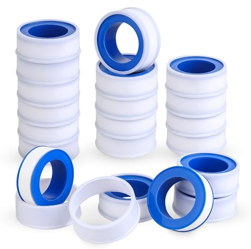 Xelsluthe 20 Rolls Plumbers Tape 1/2 Inch Tape Plumbing White Industrial Thread Seal Tapes for Plumbing Pipe Water Pipes Sealing Air Head Thread Pipes 394 Inch