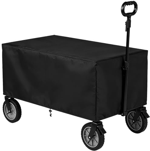 YOFAPA Medium 38 x 22 x 20 in Folding Garden Trolley Cover, Heavy Duty Oxford Cover for Wagon Cart, Waterproof Protective Cover, Anti-Scratch, Black