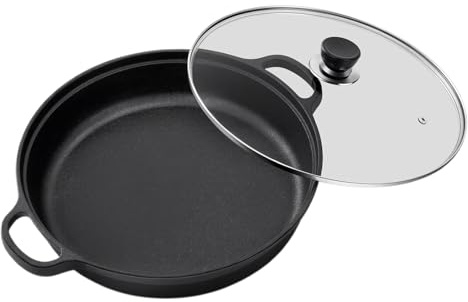 Générique Poêle Grill Antiadhésive | Poêle en Fonte Avec Couvercle Transparent | à Frire Manche Isolé pour Omelettes Steak Dîner Snacks Petit Déjeuner