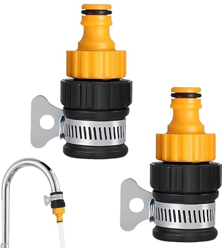 2 Pack Kitchen Tap Hose Connector Standard Taps & Garden Hose Pipes – Easy Install Leak-Resistant Fitting for Indoor & Outdoor Use – Quick Connect Tap to Hose Adapter for Washing & Cleaning