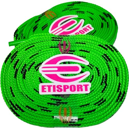 ETISPORT Paar professionelle flache Schnürsenkel für Hockey- und Schlittschuhe und Riemen mit Rollen. Beständig. Länge jeweils 3 m | 118in.