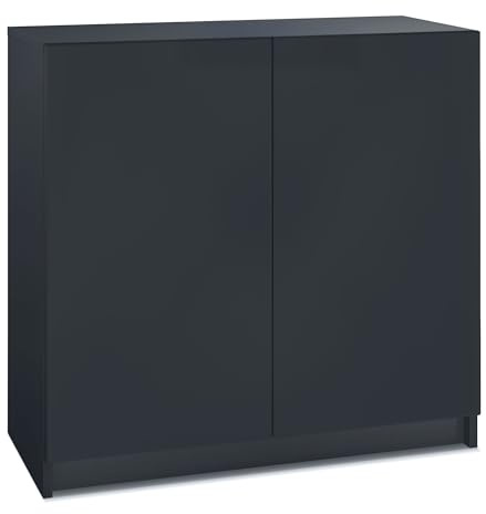 InnoFurn Kommode Elona, Büroschrank mit Soft-Close & Push-to-Open, Aktenschrank, Bürokommode, Home Office & Büro, Schwarz matt (82 x 78 x 37 cm)
