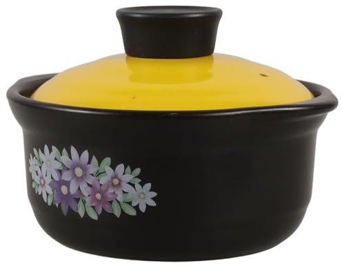 Gadpiparty Olla de Barro Casera de 1,3 Litros, Cazuela para Cocinar sin Recubrimiento, Resistente a Alta Temperatura y Antiquemaduras, Adecuado para Hogar y Restaurantes, Cazuela Tradicional