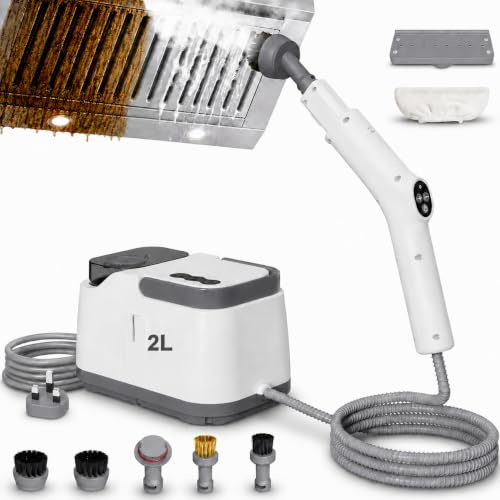 I IHAYNER Portable Steam Cleaner, 1500W with 2L Tank, 10s Fast Heat-Up, 3 Adjustable Steam Levels, Dual Control, 60 Min Runtime and 7 Accessories for Home, Upholstery, Grout, Kitchen and Car