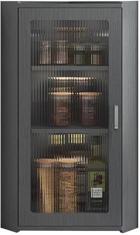 ISCBAFYX Hörnväggskåp för kök, Kryddställ Organizer Förvaring Multi-unit Galler, Väggmonterat skafferi över toalett, badrum (Grigio, 35x35x70cm)