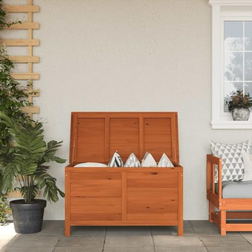 Vanitopaz Trädgårdskista, massivt trä, gran 99 x 49,5 x 58,5 cm, förvaringsbox med förvaringsutrymme och sittfunktion för balkong, terrass, utomhus, väderbeständig, låsbar, perfekt för förvaring av