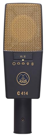 AKG C414 XLII Reference Multipattern Condenser Microphone, Highly Versatile, For Live sound and Studio installations - Black & Gold
