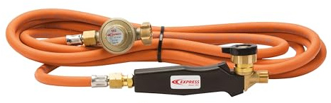 Accessoire pour Fer à Souder - Lampe à Souder - Fer de Couvreur - Chalumeau d'Étanchéité - Pièces de Rechange - Set avec 1 Manche, 4,75 m de Tuyau et 1 Détendeur 2 bars - EXPRESS