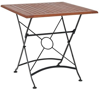 greemotion Tisch Borkum akazie, Gartentisch mit Stahlgestell in Schwarz, platzsparend klappbar, Balkontisch aus FSC® zertifiziertem Akazienholz, witterungsbeständig, Maße: ca. 75 x 75 x 75 cm