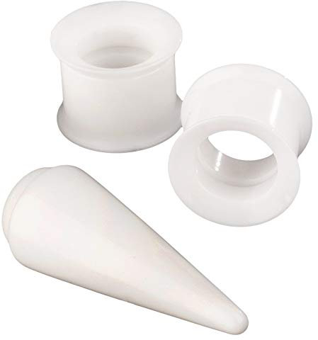 viva-adorno 3er Set Acryl Dehnungsset 1 Dehnungsstab + 2 Flesh Tunnel Plug Innengewinde schwarz weiß Größe 3-18mm EX9, weiß 5mm