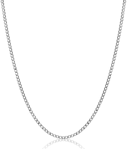 AKA Gioielli® - Damen Herren Kette 925 Sterling Silber Rhodiniert - 2.3mm Panzerkette Diamantiert - 70 cm lang