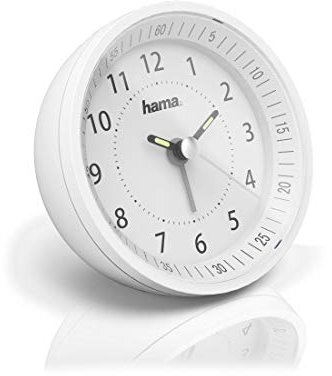 Hama Réveil radiopiloté Roundly (avec affichage analogique, heure et minute, avec réglage automatique ) Blanc