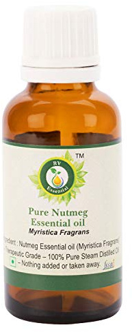 Nuez moscada Aceite Esencial | Myristica fragrans | Aceite nuez moscada | Para piel | 100% natural puro | Vapor destiló | Grado Terapéutico | Nutmeg Essential Oil | 50ml | 1.69oz By R V Essential