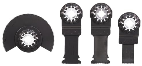 Makita B-67480 Starlock Tauchsägeblatt-Set 4-tlg. für Holz, Holz mit Nagelrückständen, Aluminium, Epoxid, Gipskarton, TMA045, TMA047, TMA053, TMA058, für Multitool, Multifunktionswerkzeug