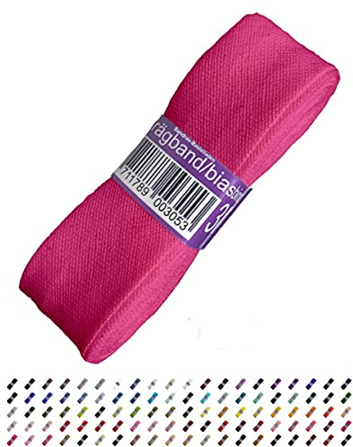 Sandras-Bastelladen Schrägband/Einfassband Baumwolle Uni gefalzt 3m x 20mm 796-Kräftiges Pink