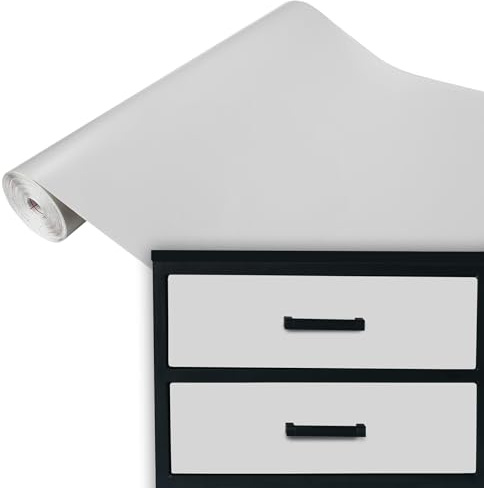 DecoMeister Klebefolie Möbel 45x200 cm - Selbstklebende Möbelfolie in glänzend und matt - PVC Folie für Möbel - Selbstklebende Folie für schnelle Umgestaltung und Renovierung - Hellgrau Matt