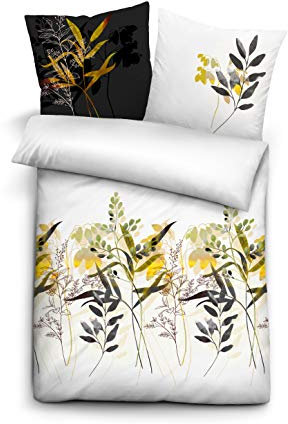 biberna 0636160 Bettwäsche Garnitur mit Kopfkissenbezug Mako-Baumwoll-Satin 1x 135x200 cm + 1x 80x80 cm weiß