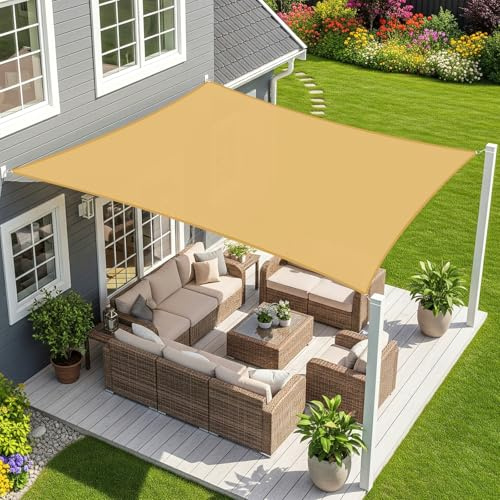 Sunnylaxx 4x4m Impermeable Toldo Vela de Sombra, Cuadrado Arena Toldos Exterior Terraza Protección Rayos UV para Exteriores, Pergola, Jardín,Terrazas