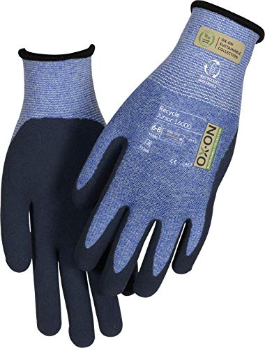 OX-ON HandschuhMan Recycle Junior Gartenhandschuhe Arbeitshandschuhe für Kinder aus recycleten Materialien (Blau, 4-6 Jahre)