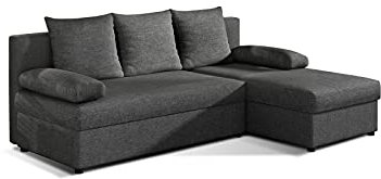 All4All Ecksofa Gini - Schalffunktion - Bettkasten - Wohnlandschaft - platzsparend - L-Form - Couch - Eckcouch - Schlafsofa - 206x146x90cm - 23 - Sawana 05, Rechts