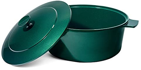 Granitestone - Horno holandés, olla de aluminio ligero esmaltado antiadherente 6.5 cuartos de galón con tapa, Apto para olla, lavavajillas y horno, libre de PFOA, verde esmeralda
